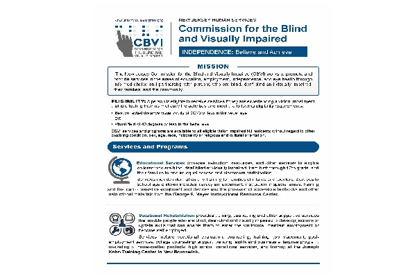 Eligibility, Services and Programs Description PDF brochure front page